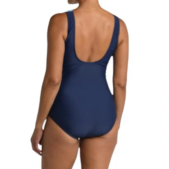 MAXINE OF HOLLYWOOD modest tummy control full neck maillot one piece swimsuit - Picture 4 of 8